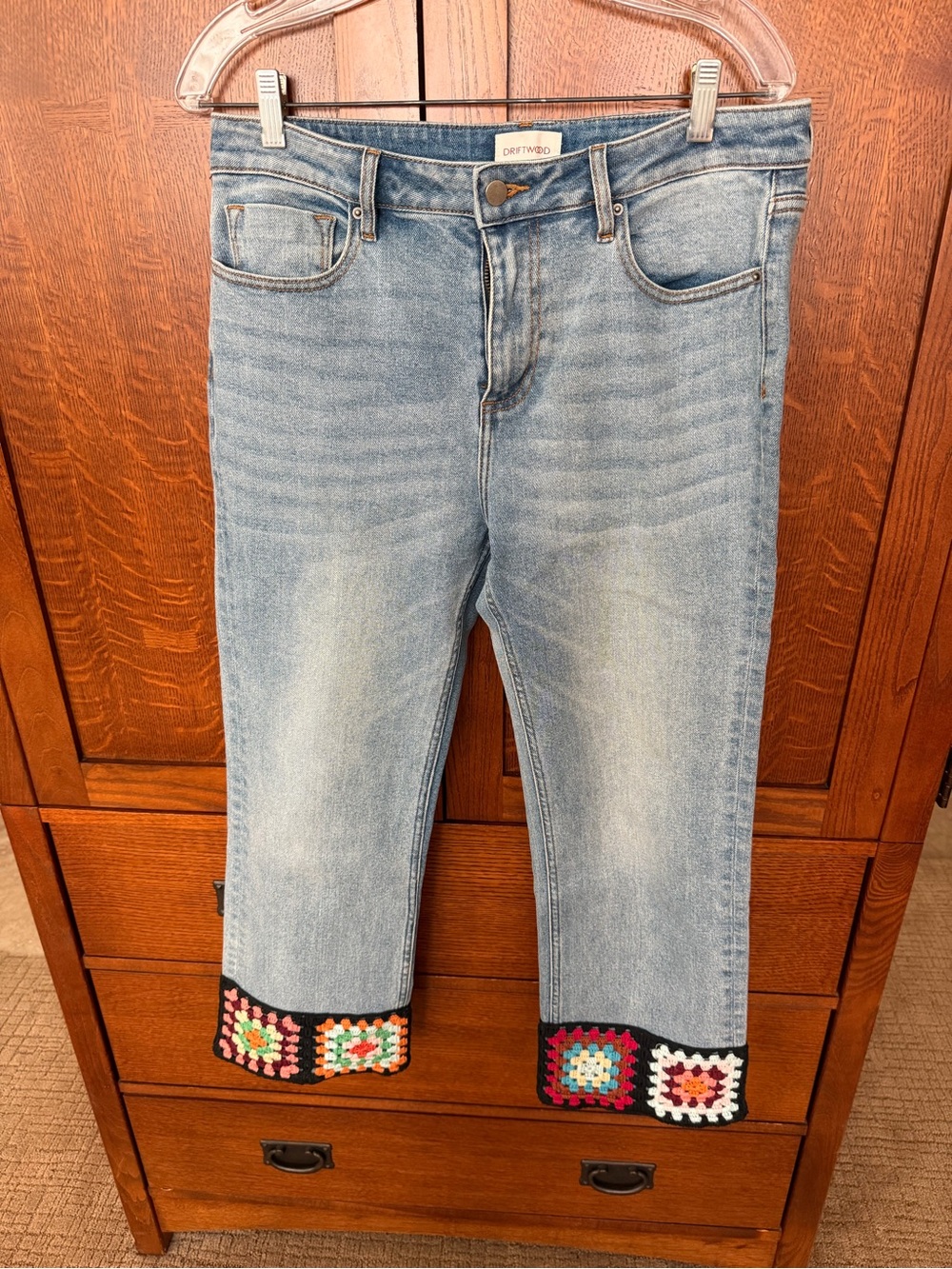 Driftwood Collette Light Wash Women’s Jeans with Crochet Hem